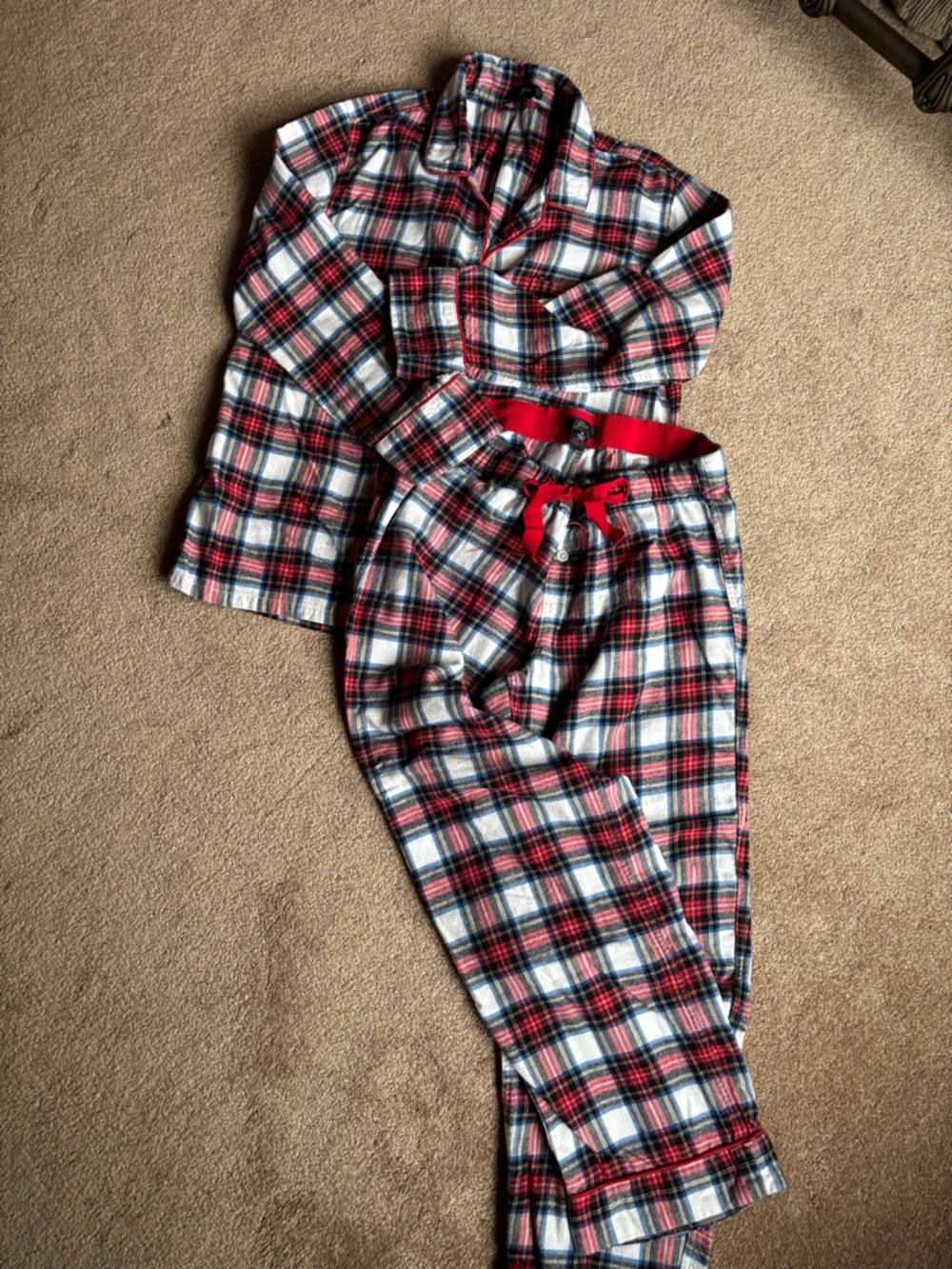 J. Crew Red, White and Black Plaid Flannel Pajama Set